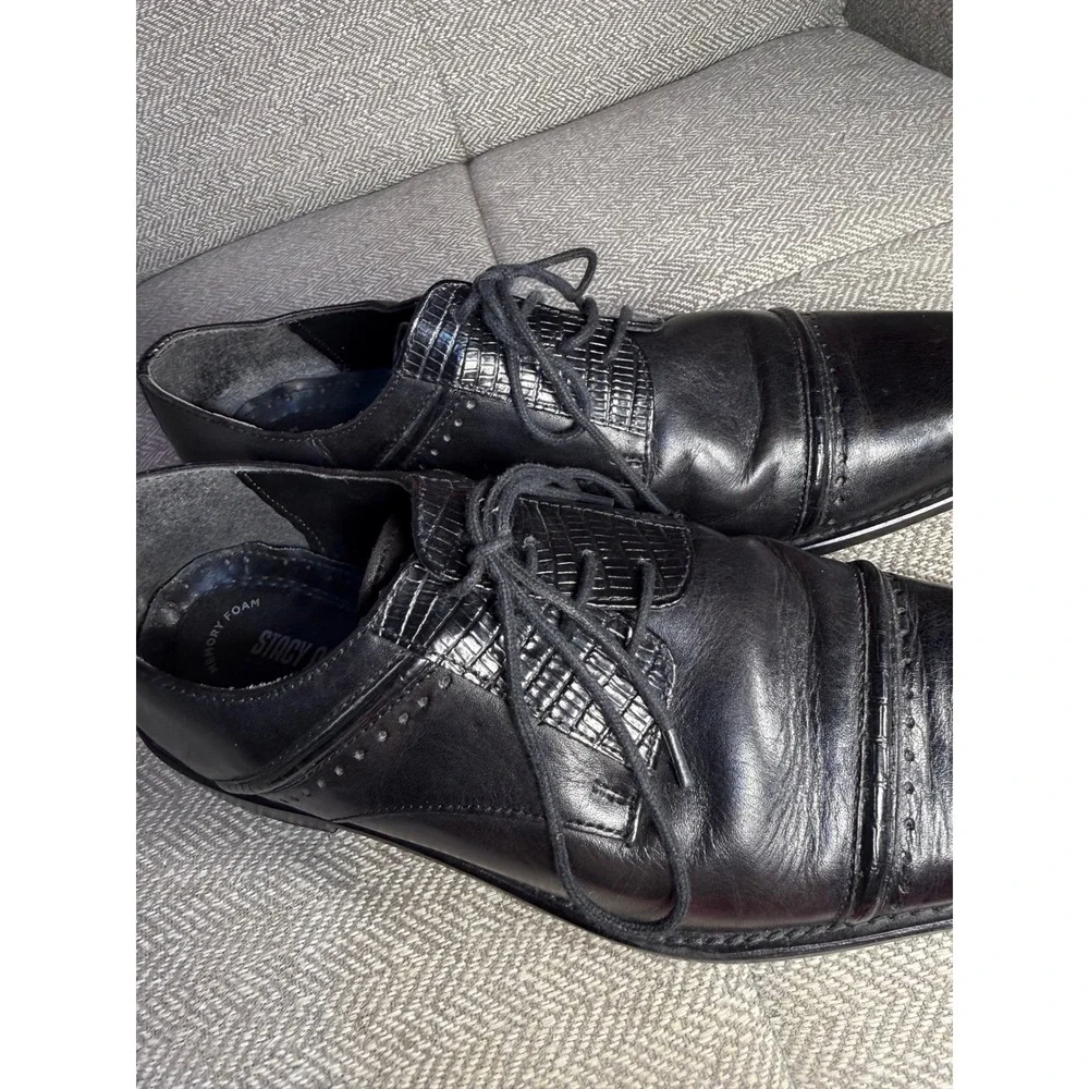 Stacy Adams Mens Black Leather Cap Toe Oxford Dress Shoes 25113-001 Size 9.5 M